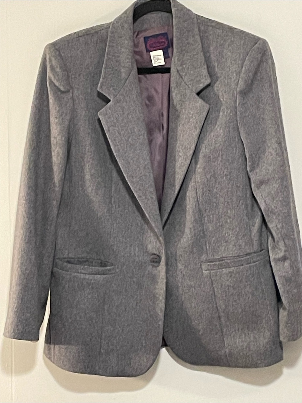 Women'sVintage Gray Single-Button Blazer Jacket. 65%Wool. Item #11464